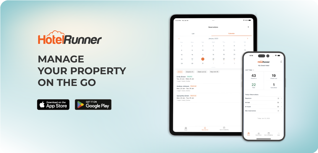A revamped and enhanced HotelRunner mobile app for you to run your operations more smoothly!